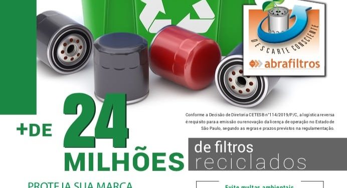 Programa Descarte Consciente Abrafiltros recicla mais de 24 milhões de filtros usados do óleo lubrificante automotivo